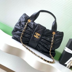 Replica qualità specchio Qualità superiore replica a fiocco Chanel 25K Pelle di agnello AS5851 Nero