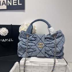 Replica qualità specchio Bora Pari all'originale replica a fiocco Chanel 25K Denim lavato AS5851 Nero