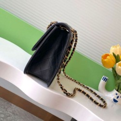 Replica qualità specchio Borse  Sweet Flap Chanel 24K Pelle di vacchetta oliata e cerata AS5145 Nero