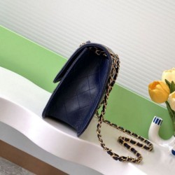 Replica qualità specchio Qualità superiore replica Sweet Flap Chanel 24K Pelle di vacchetta oliata e cerata AS5145 Blu