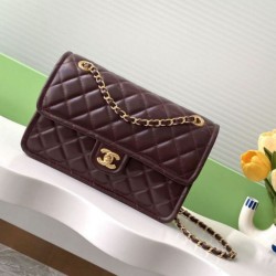Replica qualità specchio Borsa Chanel Sweet Flap 24K Pelle di vacchetta oliata e cerata AS5145 Borgogna