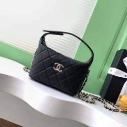 Replica qualità specchio Pochette Chanel 25S con catena Pelle di vitello granata AP4747 Nero