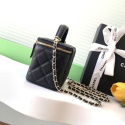 Replica Qualità superiore replica a tracolla Chanel 25C Vanity con catena AP4404 Nero Imitazioni Replica qualità specchio Qualità superiore replica a tracolla Chanel 25C Vanity con catena AP4404 Nero