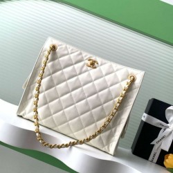Replica qualità specchio Borse  tote Chanel grande con tracolla a catena AS5303 Bianco