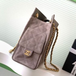 Replica qualità specchio Borsa tote Chanel grande con tracolla a catena AS5303 Scamosciato Grigio