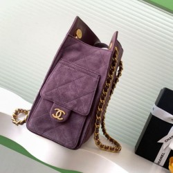 Replica Borse tote Chanel grande con tracolla a catena AS5303 Scamosciato Viola Imitazioni Replica qualità specchio Borse tote Chanel grande con tracolla a catena AS5303 Scamosciato Viola