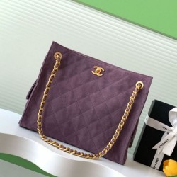 Replica qualità specchio Borse  tote Chanel grande con tracolla a catena AS5303 Scamosciato Viola