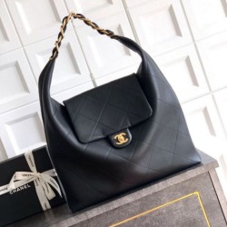 Replica qualità specchio Borse  hobo Chanel Maxi AS5839 Pelle di vitello nera