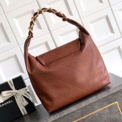 Replica Borsa hobo Chanel Maxi AS5839 Pelle di vitello marrone Imitazioni Replica qualità specchio Borsa hobo Chanel Maxi AS5839 Pelle di vitello marrone