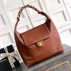 Replica qualità specchio Borsa hobo Chanel Maxi AS5839 Pelle di vitello marrone