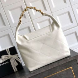 Replica Borsa hobo Chanel Maxi AS5839 Pelle di vitello bianca Imitazioni Replica qualità specchio Borsa hobo Chanel Maxi AS5839 Pelle di vitello bianca