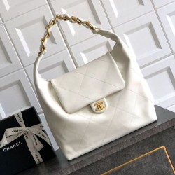 Replica qualità specchio Borsa hobo Chanel Maxi AS5839 Pelle di vitello bianca