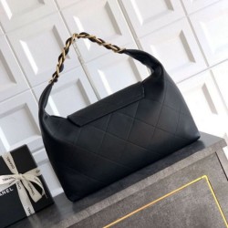 Replica qualità specchio Borsa hobo Chanel AS5838 Pelle di vitello nera