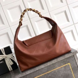 Replica qualità specchio Borsa hobo Chanel AS5838 Pelle di vitello marrone