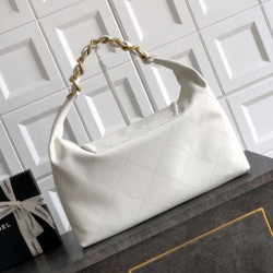Replica qualità specchio Bora Pari all'originale replica hobo Chanel AS5838 Pelle di vitello bianca