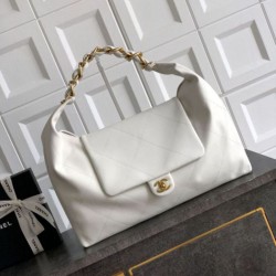 Replica qualità specchio Bora Pari all'originale replica hobo Chanel AS5838 Pelle di vitello bianca
