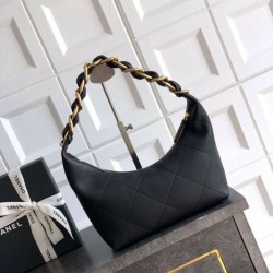 Replica qualità specchio Borsa Hobo Chanel Piccola AS5837 Pelle di Vitello Nera