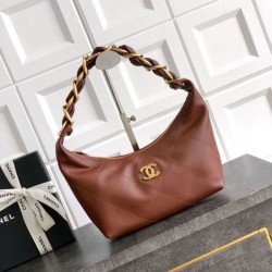 Replica qualità specchio Borsa Hobo Chanel Piccola AS5837 Pelle di Vitello Marrone