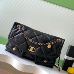 Replica qualità specchio Borse  Maxi Flap Chanel AS5727 Pelle di Agnello Nera
