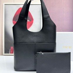 Replica qualità specchio borsa tote Dior Privé Icons Uomo nera in pelle di vitello