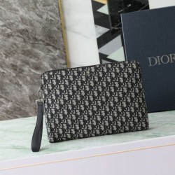 Replica qualità specchio pochette Dior A4 cerniera borsa Dior Oblique nera