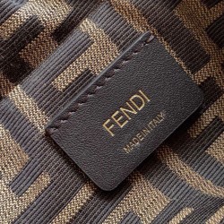 Replica Zaino con coulisse in tessuto jacquard FF Fendi 8BZ057 Caffè Imitazioni Replica qualità specchio Zaino con coulisse in tessuto jacquard FF Fendi 8BZ057 Caffè