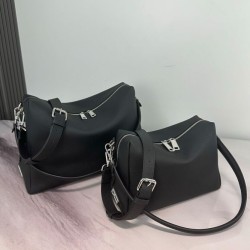 Replica qualità specchio Borsa a tracolla Fendi Lui Media/Grande 7VA667 Nero