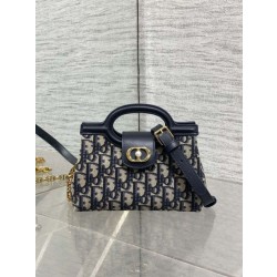 Mini borsa a mano Dior Jolie Dior Oblique jacquard S3123 Blu