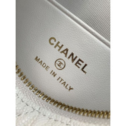 Pochette Chanel 25S con catena Pelle di vitello granata AP4747 Bianco