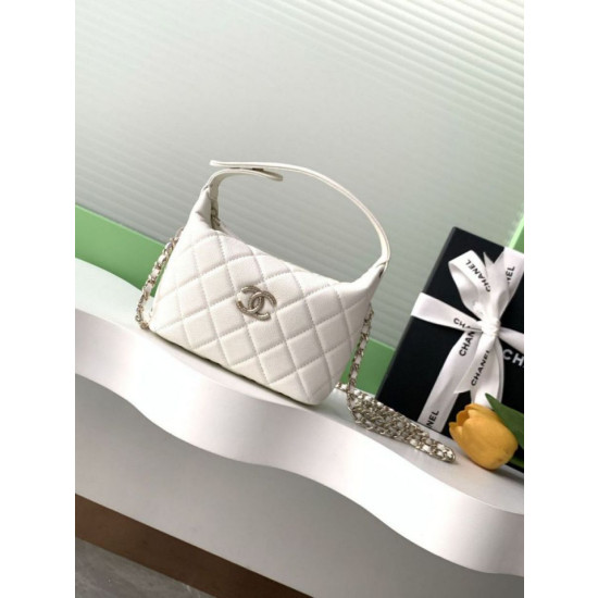 Pochette Chanel 25S con catena Pelle di vitello granata AP4747 Bianco Pochette Chanel 25S con catena Pelle di vitello granata AP4747 Bianco