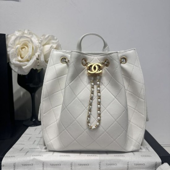 Zaino Chanel 25B Medio in Vitello Granato Bianco AS5600