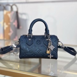 Replica qualità specchio Louis Vuitton Nano Speedy Handbag M26510 Blu scuro