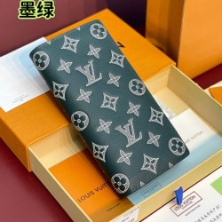 Replica qualità specchio Pari all'originale replica Louis Vuitton M61697 Portafoglio Brazza Monogram Eclipse Verde