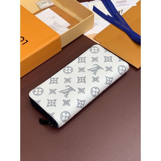 Replica qualità specchio Pari all'originale replica LV Portafoglio verticale Zippy M62295 Bianco bicolore