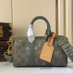 Replica qualità specchio M26930 Borsa da viaggio LV Keepall Bandoulière 25 Verde