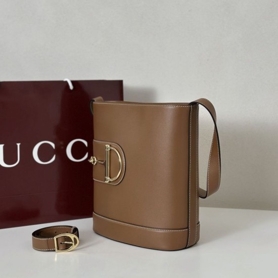 Replica qualità specchio Gucci 833660 Borsa a secchiello piccola Marrone