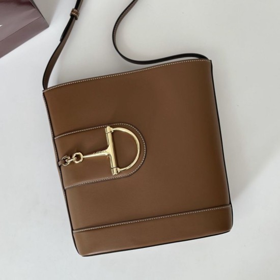 Replica qualità specchio Gucci 833660 Borsa a secchiello piccola Marrone