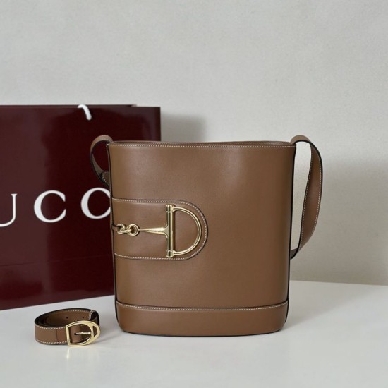 Replica qualità specchio Gucci 833660 Borsa a secchiello piccola Marrone
