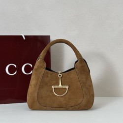 Replica qualità specchio Borsa a mano media Gucci Softbit in pelle scamosciata 837467 Marrone