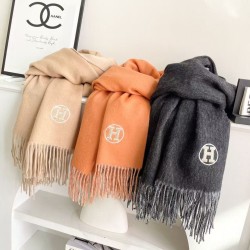 Replica qualità specchio Alta gamma replica Sciarpa unisex classica Hermès in cashmere 70x200 arancione