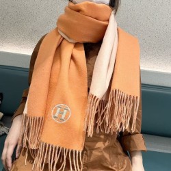 Replica qualità specchio Alta gamma replica Sciarpa unisex classica Hermès in cashmere 70x200 arancione