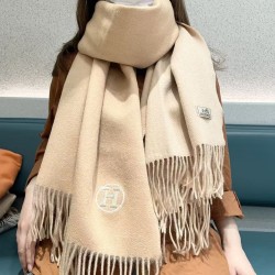 Replica qualità specchio Qualità superiore replica Sciarpa unisex classica Hermès in cashmere 70x200 albicocca