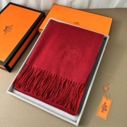 Replica qualità specchio Scialle reversibile classico in cashmere bicolore Hermès 70 x 200 Rosso