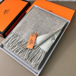 Replica qualità specchio Scialle reversibile classico in cashmere bicolore Hermès 70 x 200 Grigio