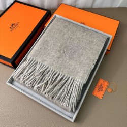 Replica qualità specchio Scialle reversibile classico in cashmere bicolore Hermès 70 x 200 Grigio