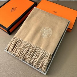 Replica qualità specchio Scialle reversibile classico in cashmere bicolore Hermès 70 x 200 Marrone