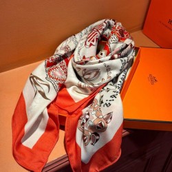 Replica qualità specchio Pari all'originale replica Sciarpa quadrata reversibile in velluto colorato Hermès 140 cm Rosso