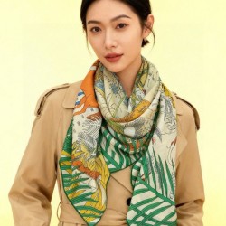 Replica qualità specchio Scialle Hermès Premium in seta e cashmere tono su tono double face 140 02