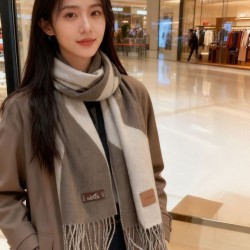 Replica qualità specchio Sciarpa Hermès in cashmere sfumato multicolore da coppia 32 x 190 Grigio