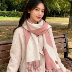 Replica qualità specchio Sciarpa Hermès in cashmere sfumato multicolore da coppia 32 x 190 Rosa